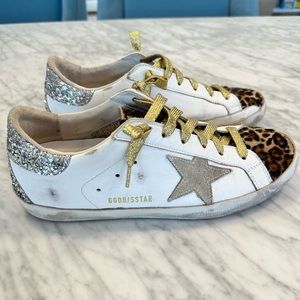Golden Goose Superstar Suede and Leopard Leather Sneakers